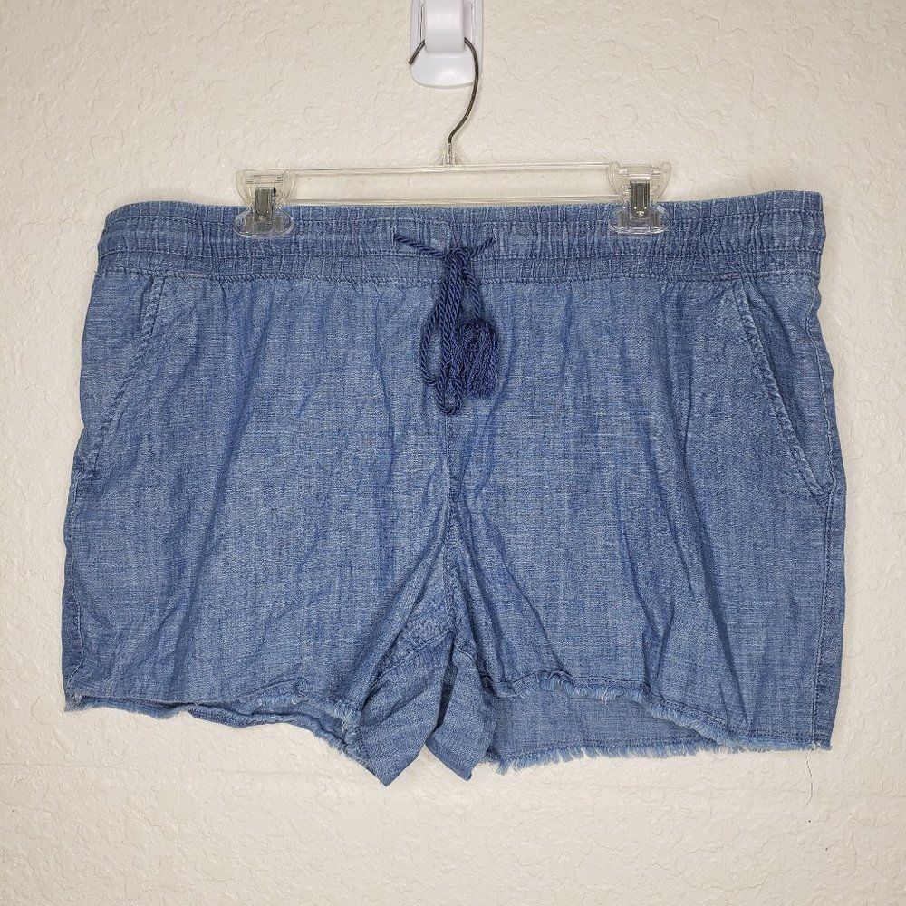 Time and Tru Chambray Jean Cutoff Fringe Shorts XL - Picture 6 of 13